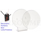 Conjunto de 50 Kits completos de relógio de mesa redondo acoplado com lente protetora  na COR: ACRILICA